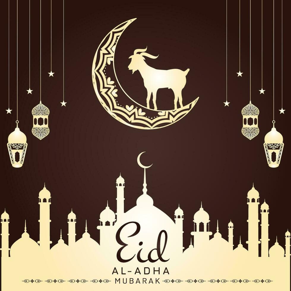 Eid Al Adha Mubarak Islamic Festival Greeting Design Template vector