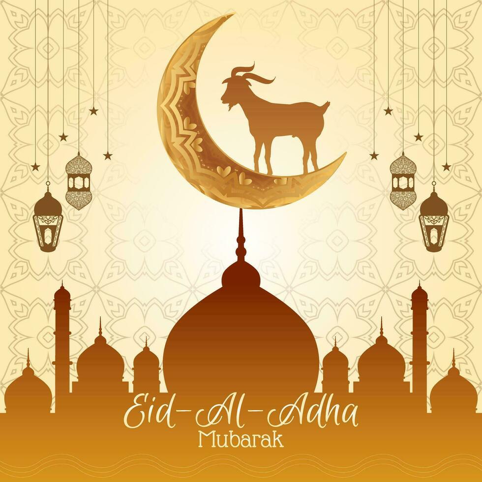 Eid al adha mubarak islamic festival greeting design template vector