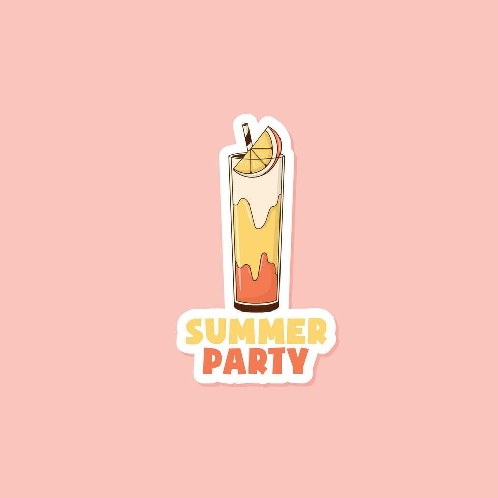 Colorful hand drawn summer beverage sticker vector