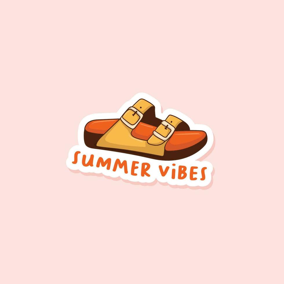 Colorful hand drawn summer Vibes sticker vector