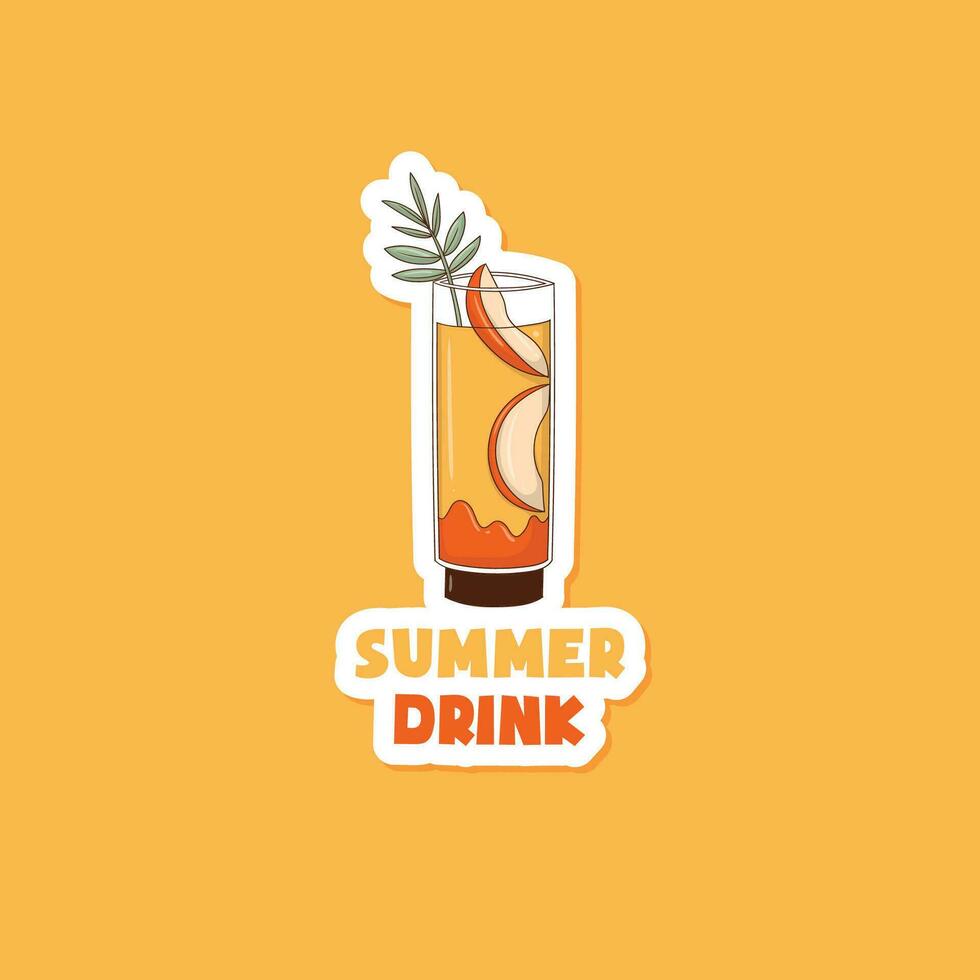 Colorful hand drawn summer beverage sticker vector