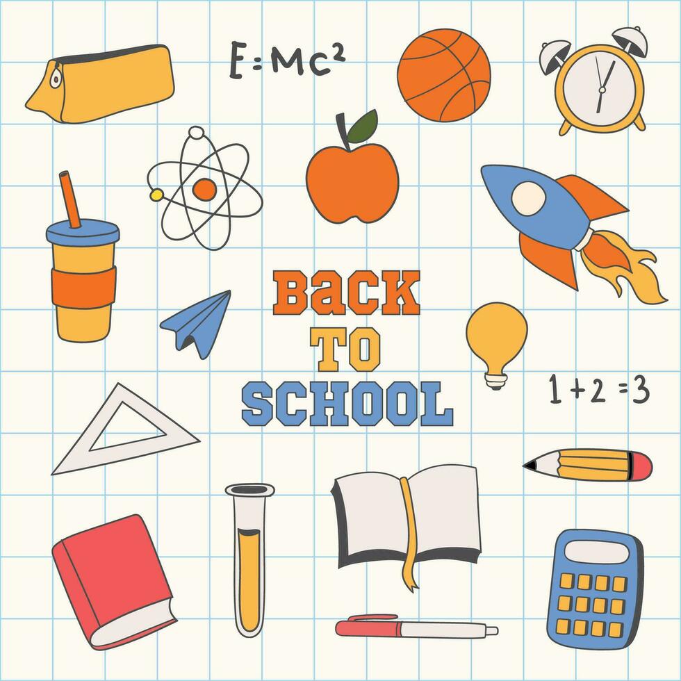 Hand drawn back to school illustration vector