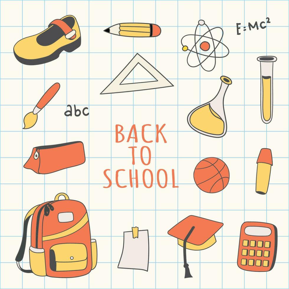 Hand drawn back to school illustration vector