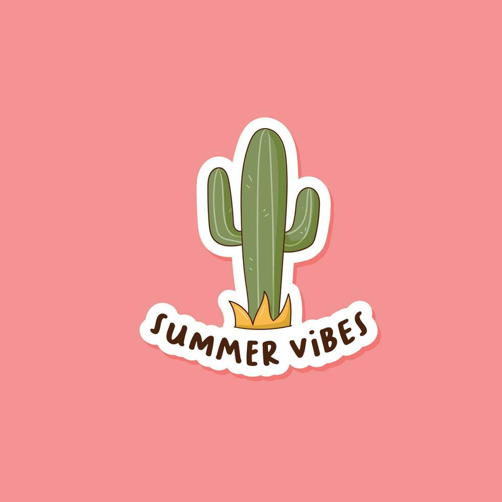 Colorful hand drawn summer Vibes sticker vector