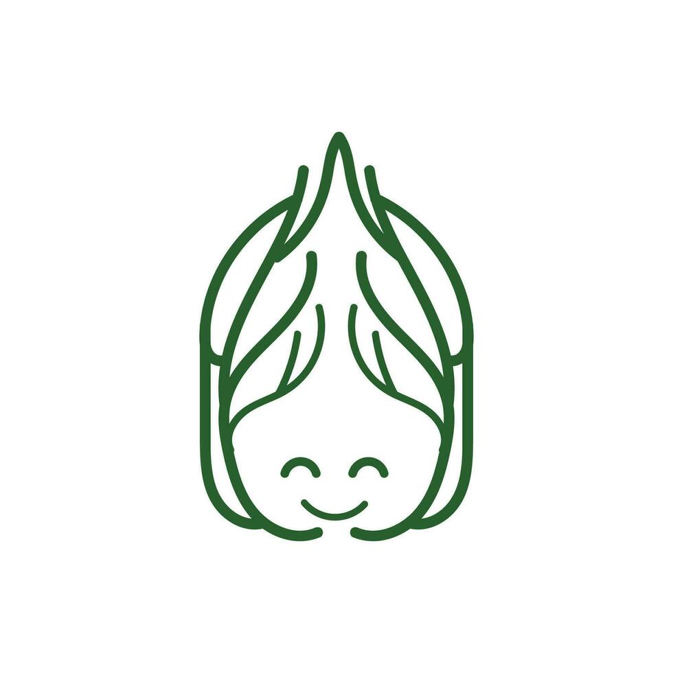 diseño del logotipo de kimchi, vector de comida tradicional coreana, ilustración del logotipo de verduras verdes de repollo, icono de la marca de la empresa