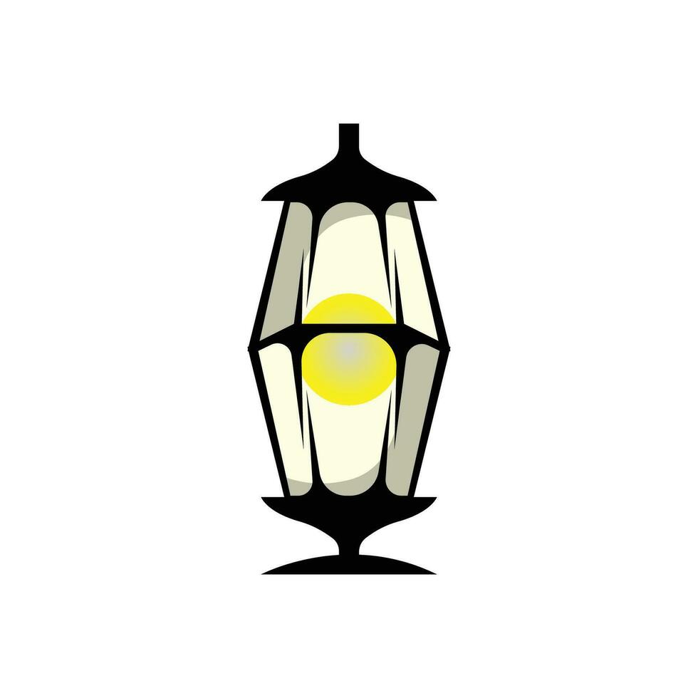 Street Lamp Logo, Lantern Lamp Vector, Lighting Classic Retro Design, Silhouette Icon Premium Template vector