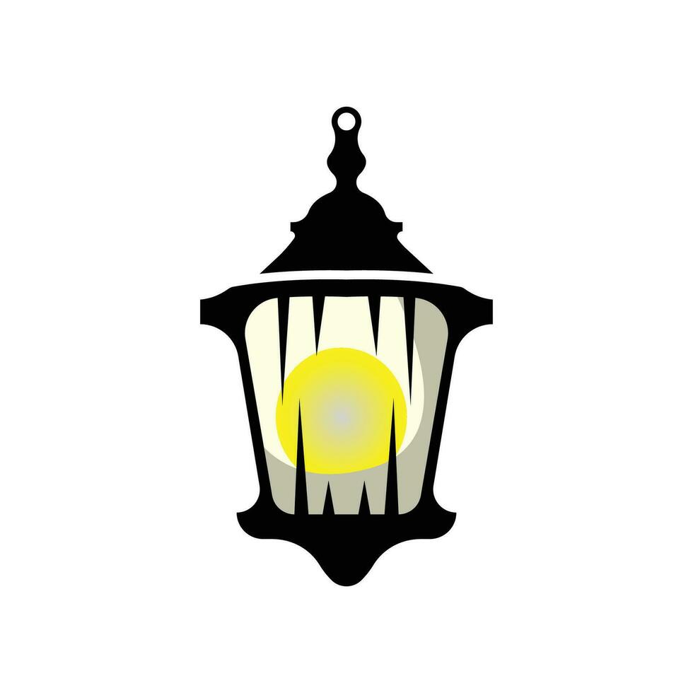 Street Lamp Logo, Lantern Lamp Vector, Lighting Classic Retro Design, Silhouette Icon Premium Template vector