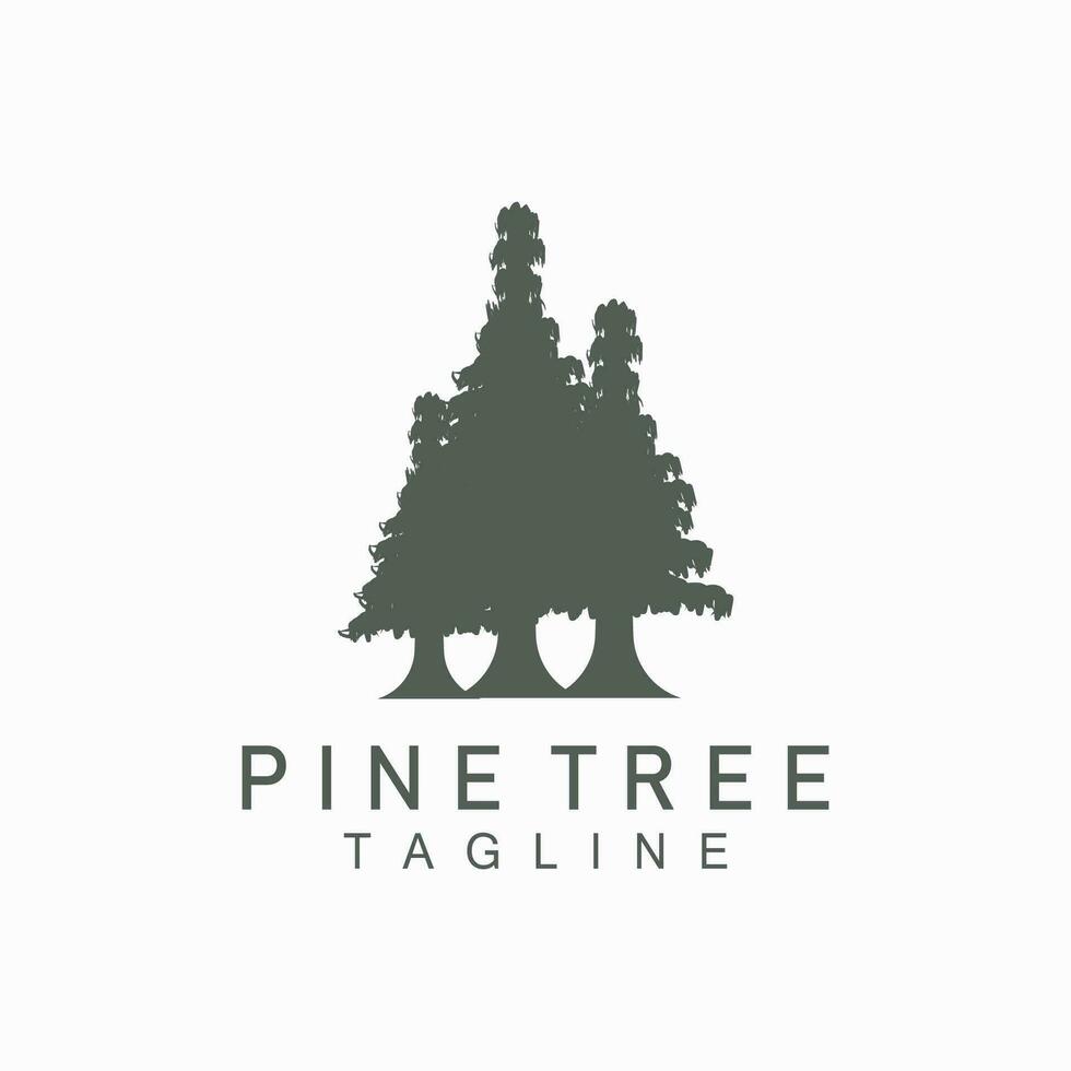 Pine Tree Logo, Green Plant Vector, Tree Silhouette Design, Icon, Illustration, Template vector