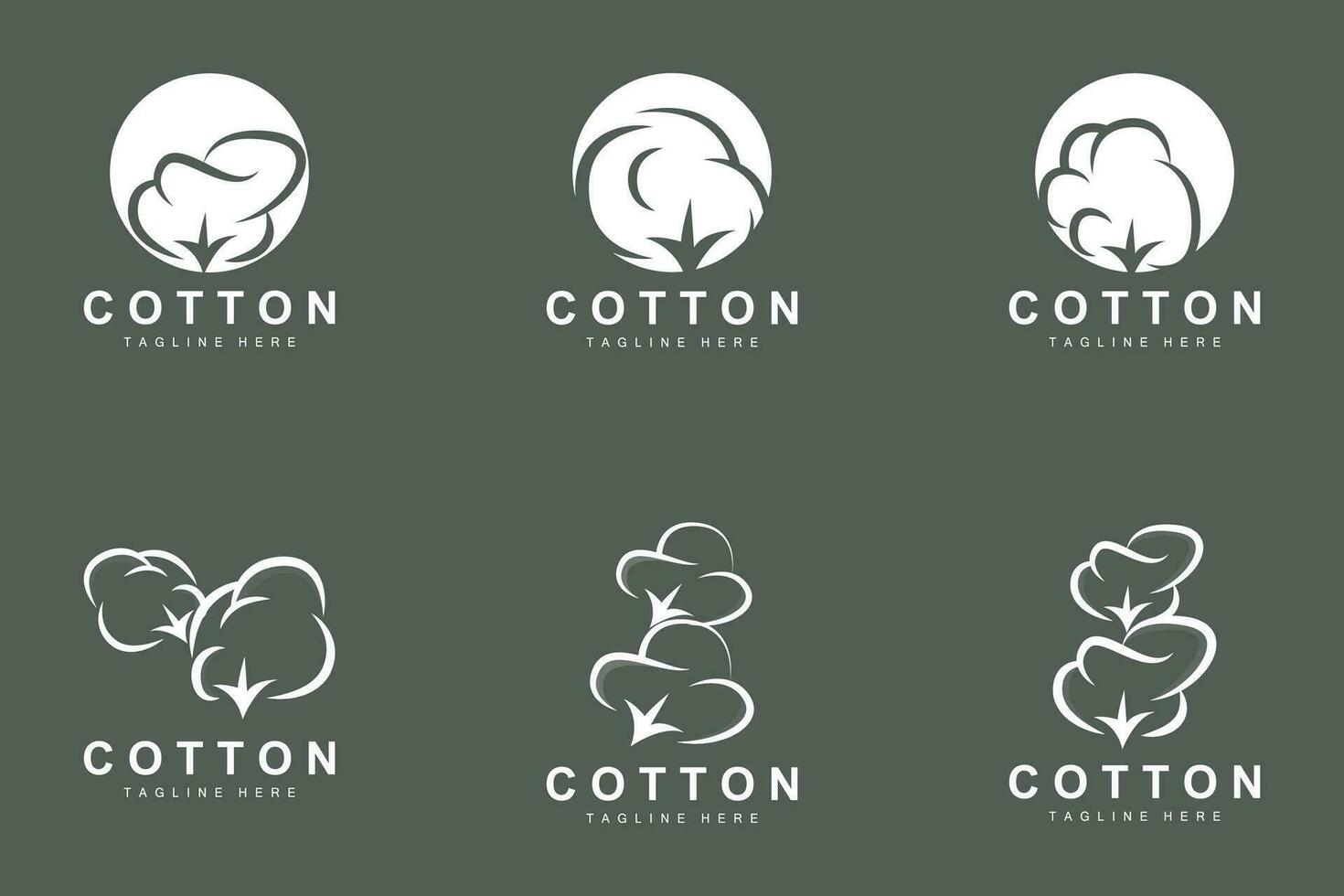 Cotton Logo, Soft Cotton Flower Design Vector Natural Organic Plants Apparel Materials And Beauty Textiles