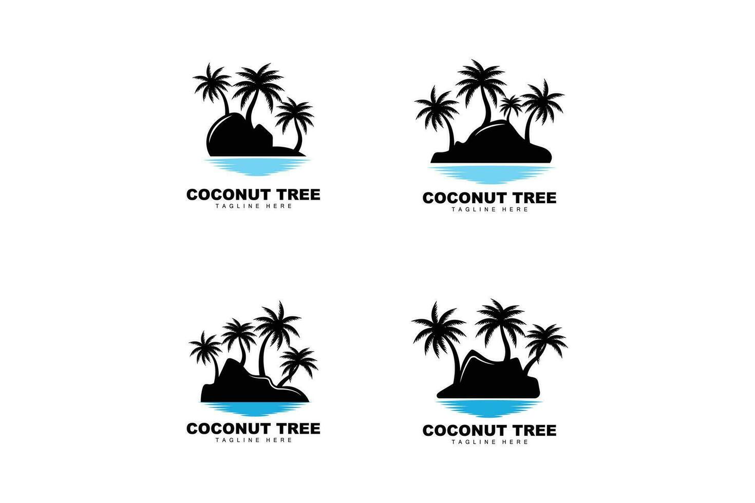 Coco árbol logo, palma árbol puesta de sol playa vector, elegante minimalista sencillo diseño, símbolo modelo icono vector