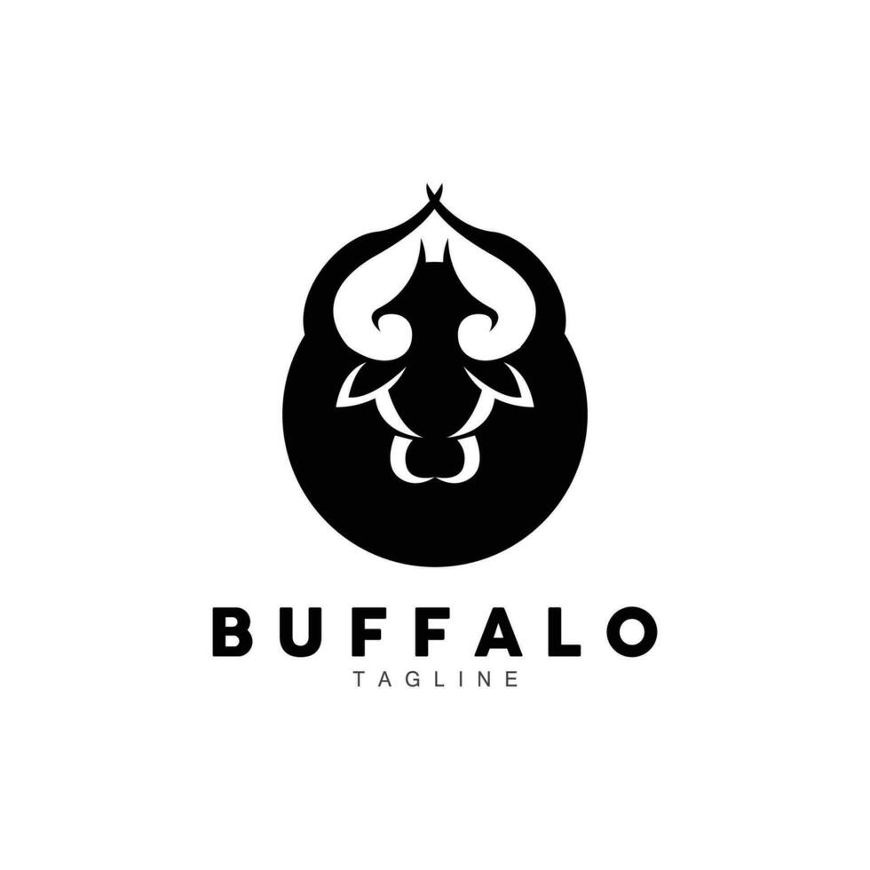 Buffalo Logo, Livestock Farm Animal Vector, Buffalo Head Design Simple Template Silhouette vector