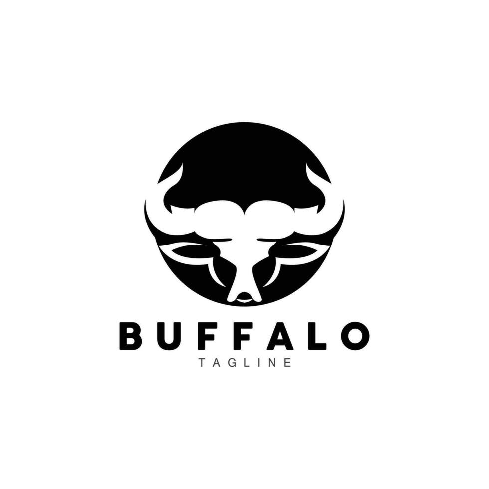 búfalo logo, ganado granja animal vector, búfalo cabeza diseño sencillo modelo silueta vector