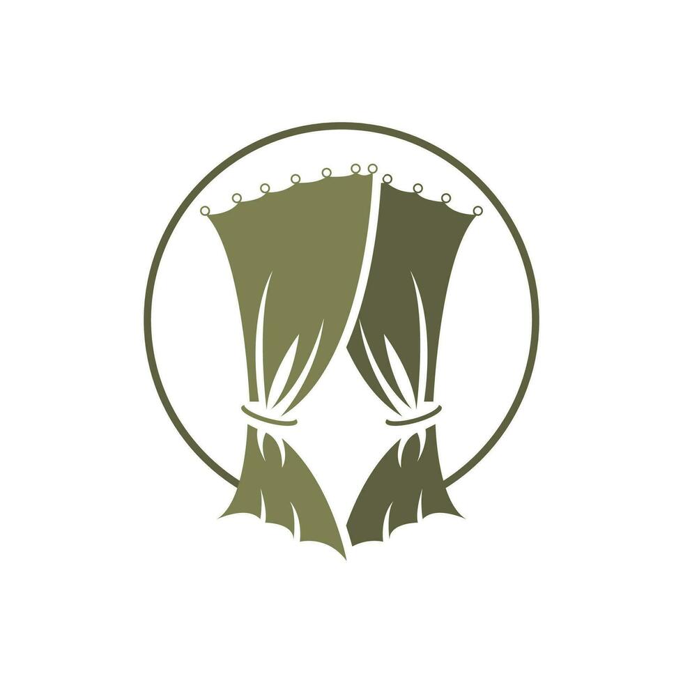 Home And Exhibition Curtain Logo Design, Building Decoration Vector Illustration