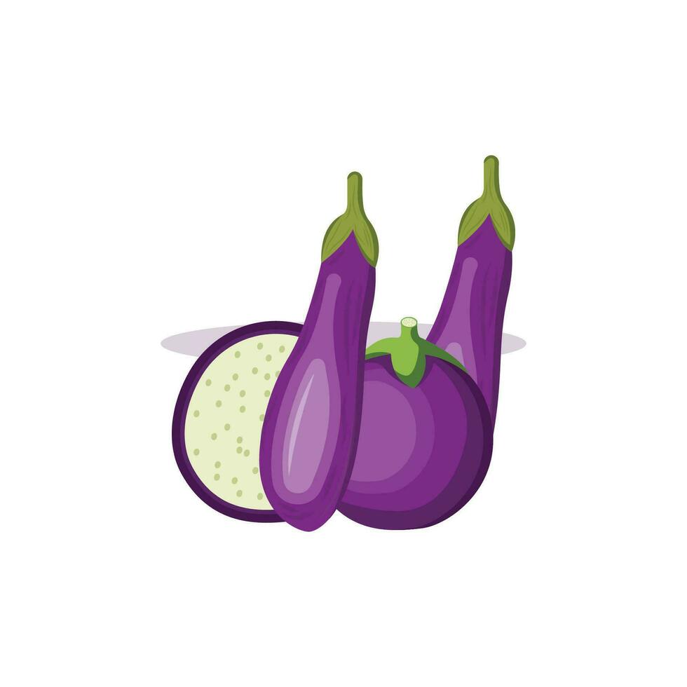 Eggplant Logo, Cooking Ingredients Vector, Farmer Garden Farmer, Illustration Template vector