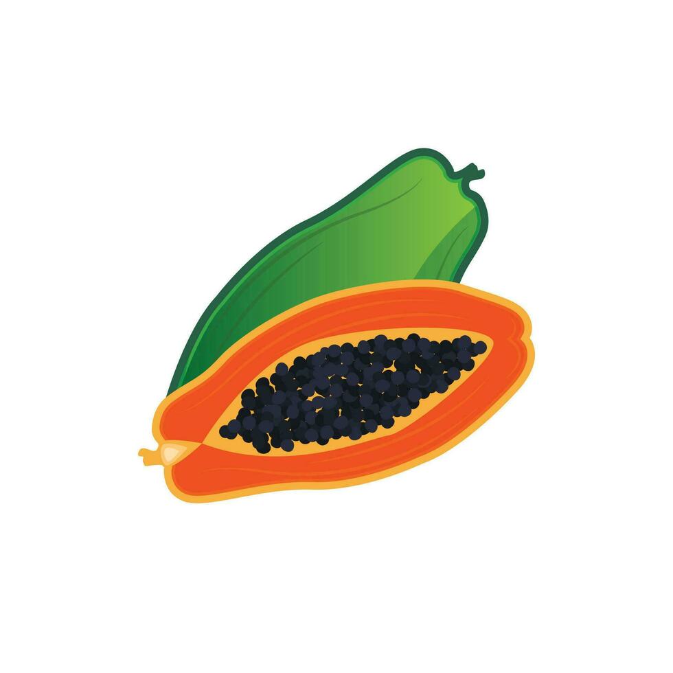 diseño de logotipo de papaya, vector de fruta de vitamina, icono de ilustración de marca de producto de fruta