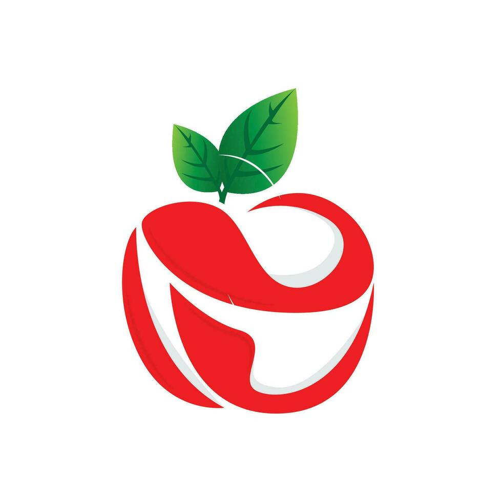Apple logo. Vector Farm Fresh Sweet Red Fruit, Design With Simple Lines, Illustration Symbol