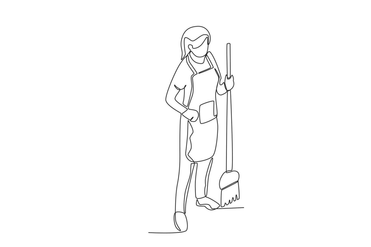 A female janitor mopping the floor vector