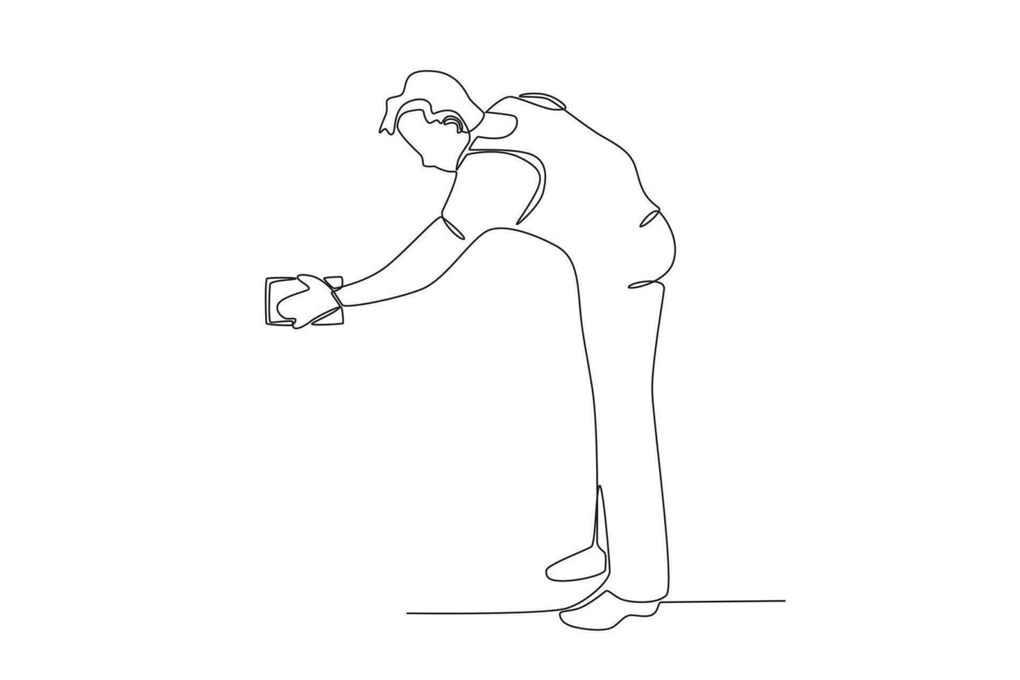 A janitor wipes dirty glass vector