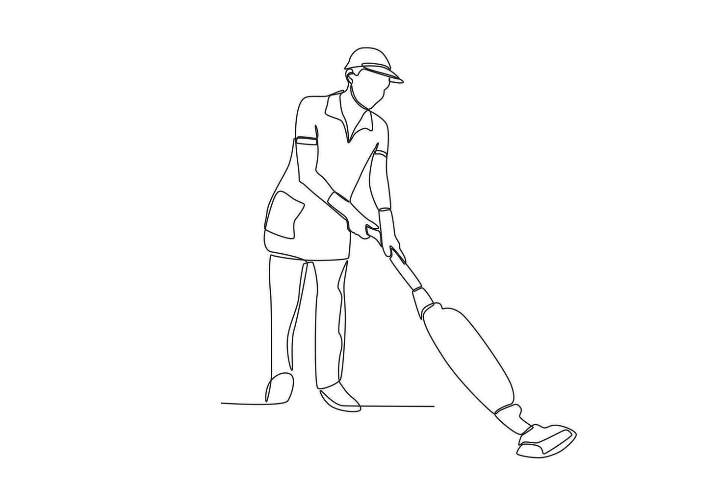 A man cleans dust on the floor vector