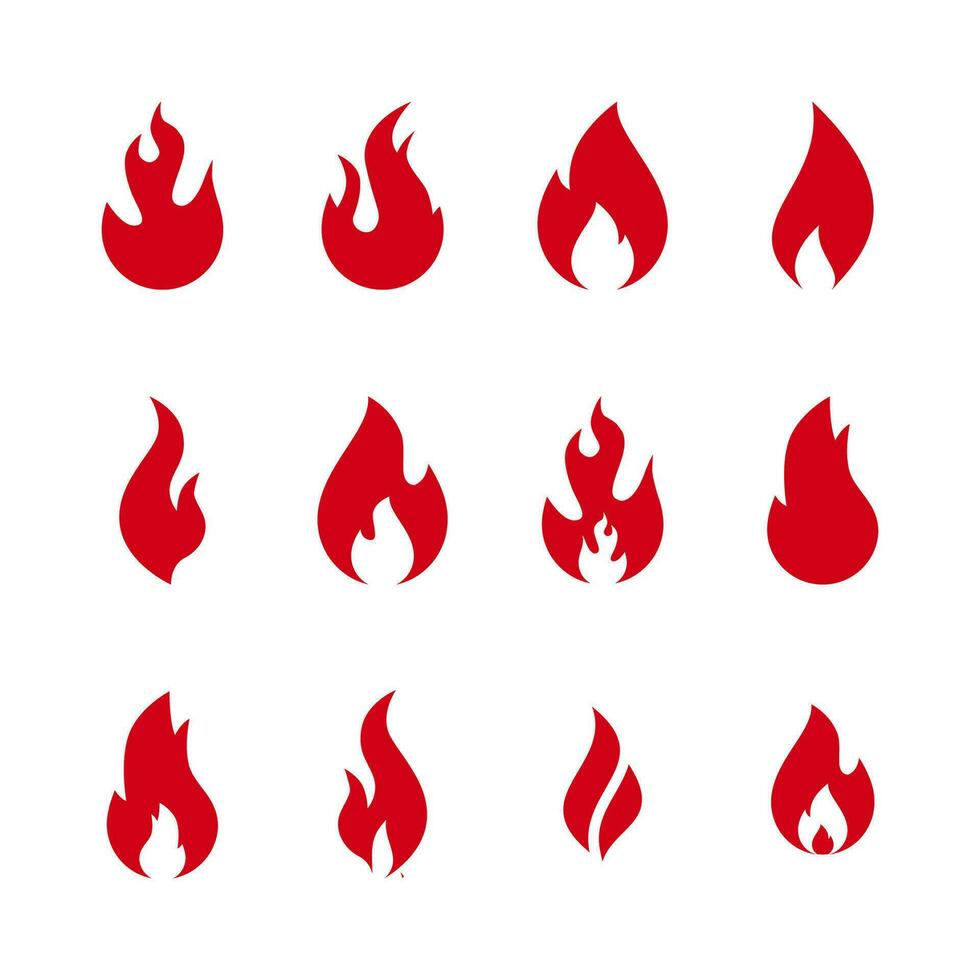 Fire set icon. flat design illustration vector. red isolated on white background vector