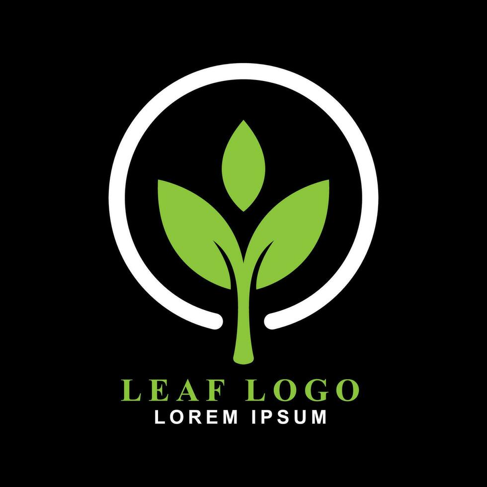 leaf circle logo flat design isolated white background vector