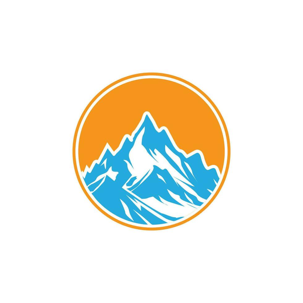 mountain circle logo flat design illustration vector