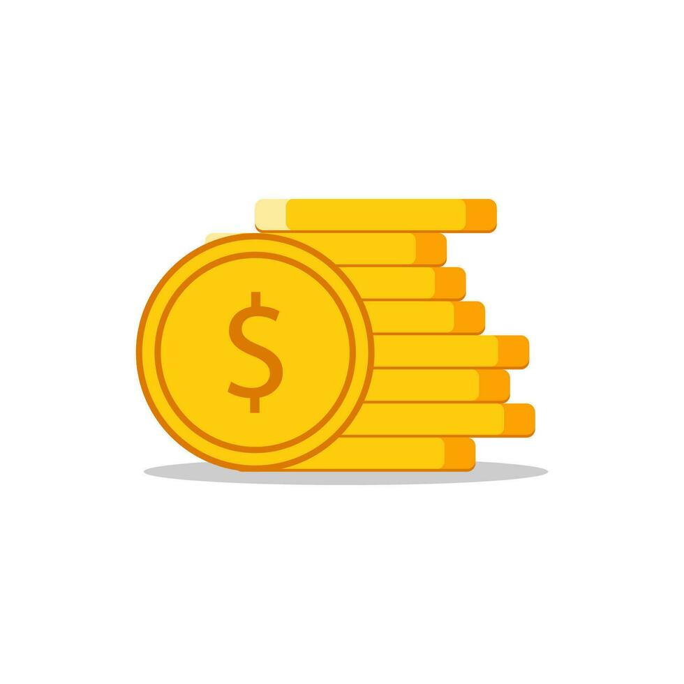 Stack of Money. Dollars coins. Cash money. Vector illustration