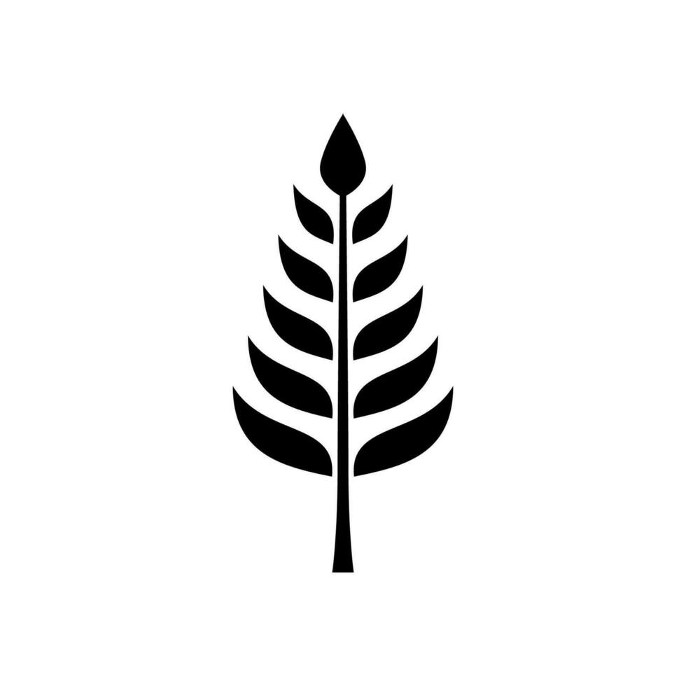 leaf logo black and white silhouette design isolated white background vector