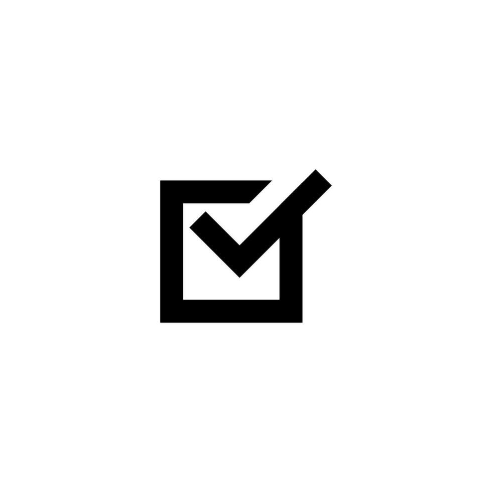 Black line check mark icon isolated white background vector