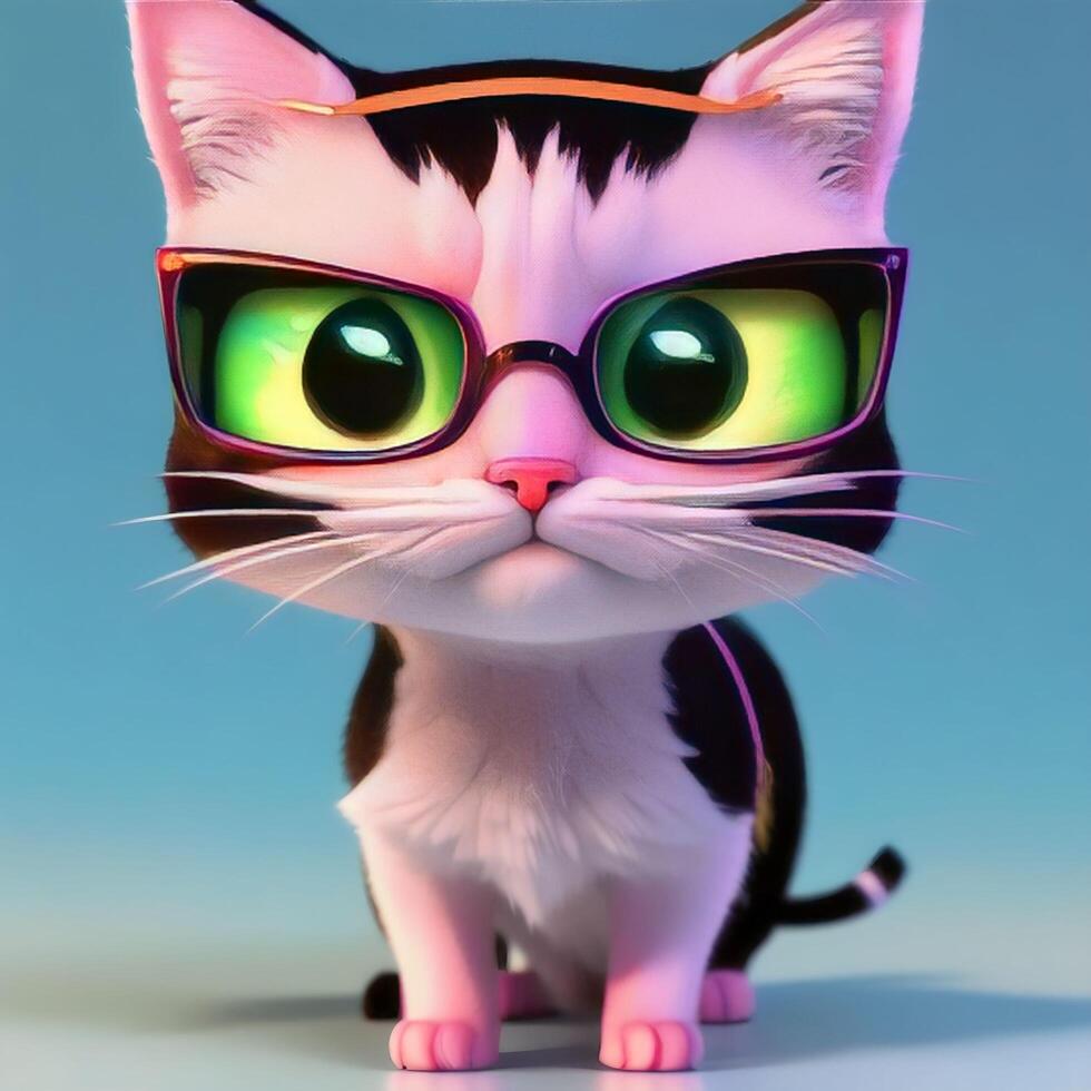 linda gato con lentes - ai generado foto