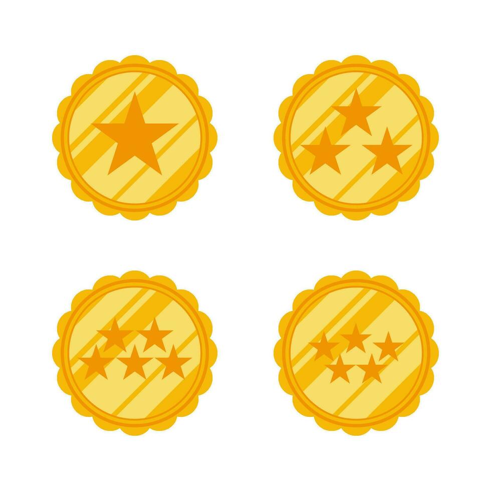 Gold Medal Vector. Set Golden medal with stars. Awards medal set. vector