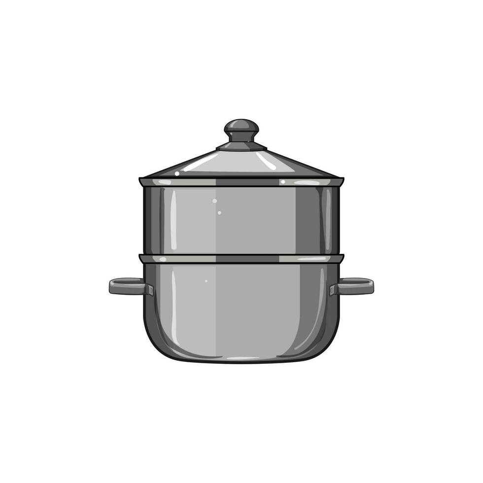 steel double boiler pan cartoon vector illustration