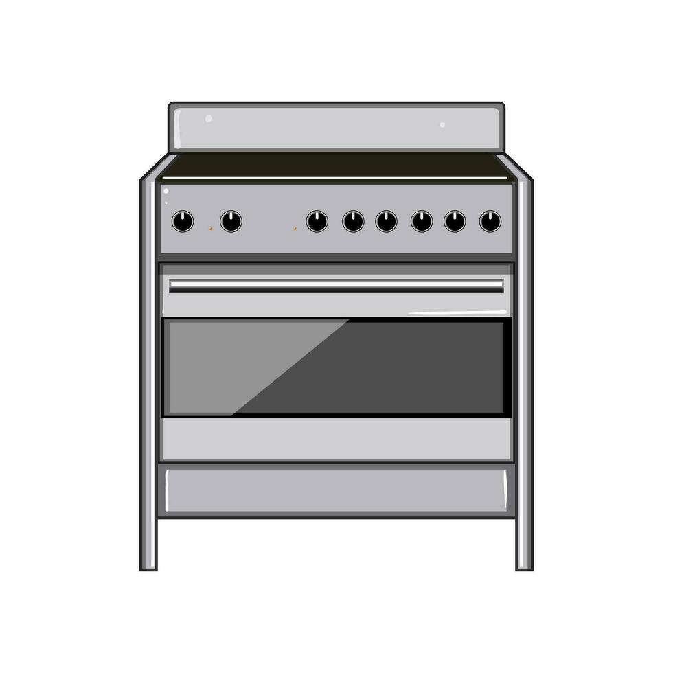 food kitchen stove cartoon vector illustration