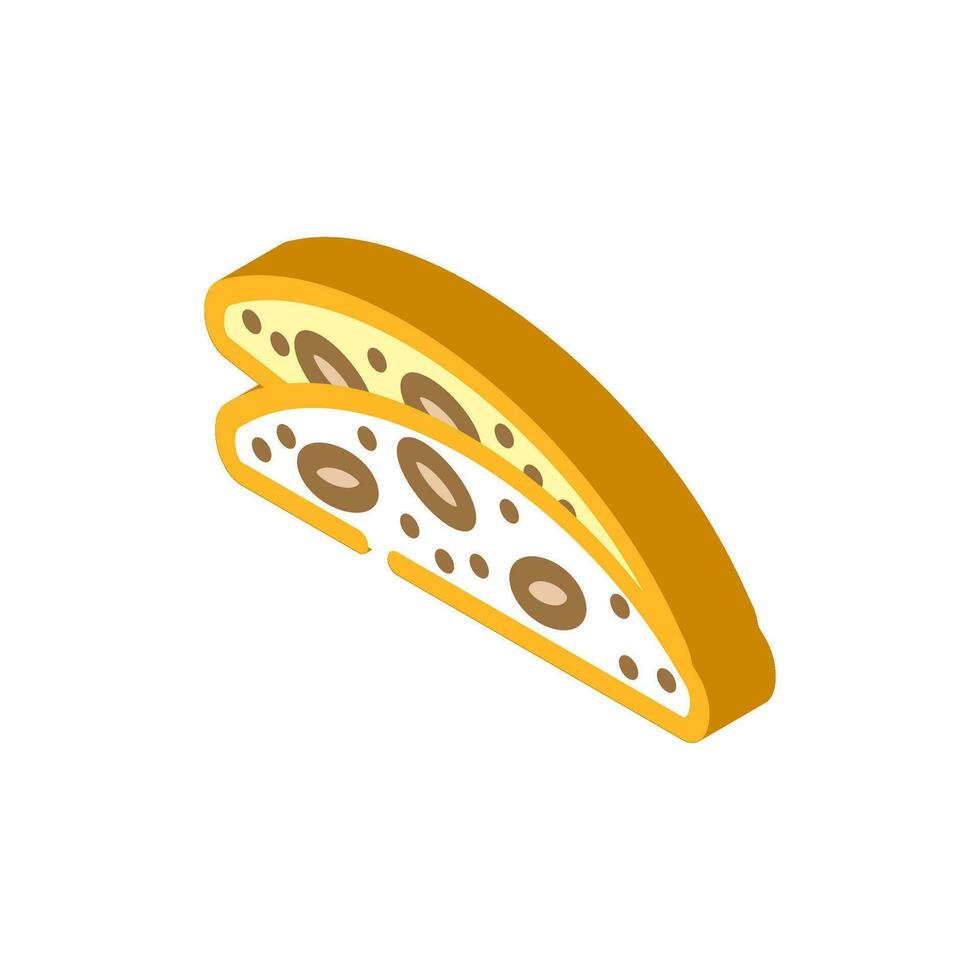 almendra biscotti comida bocadillo isométrica icono vector ilustración