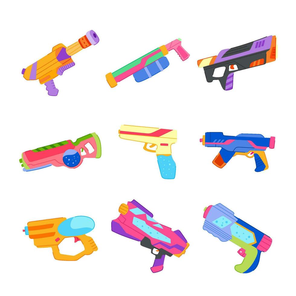 water gun set cartoon vector illustration