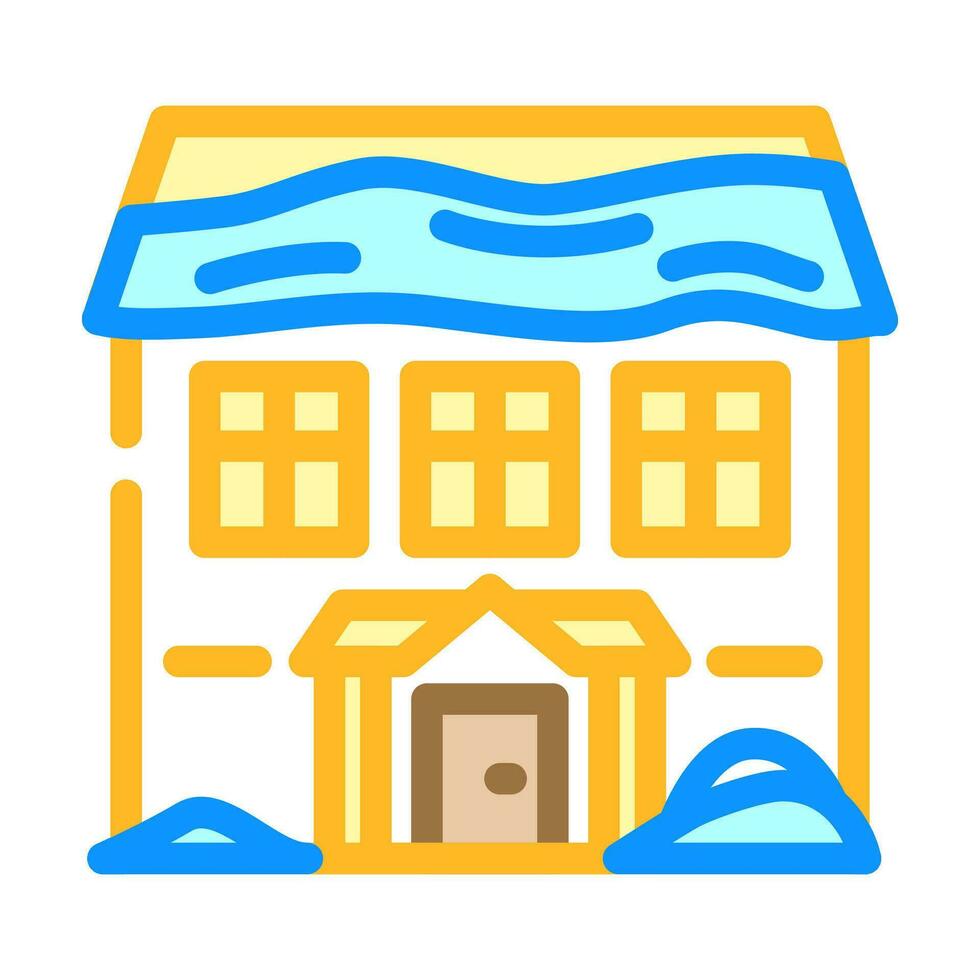 nieve cubierto casa invierno temporada color icono vector ilustración
