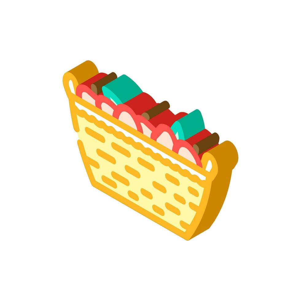 apple picking autumn season isometric icon vector illustration