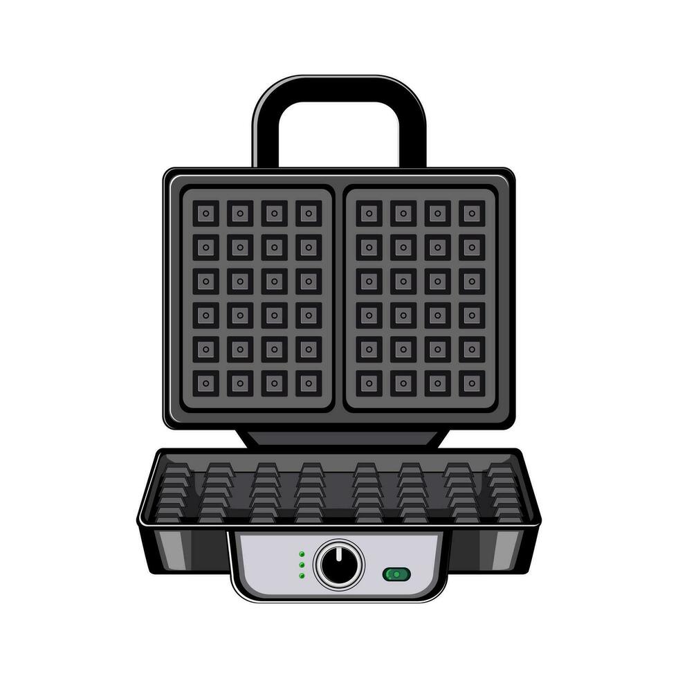 breakfast waffle iron cartoon vector illustration