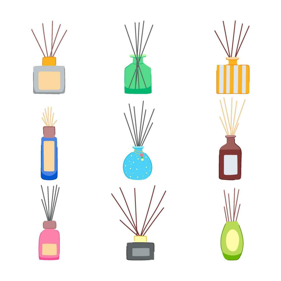 aroma sticks set cartoon vector illustration