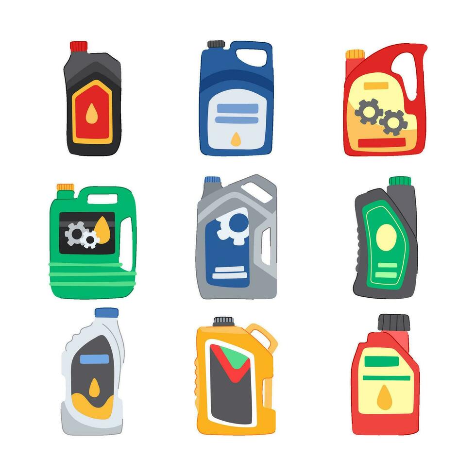 motor oil set cartoon vector illustration