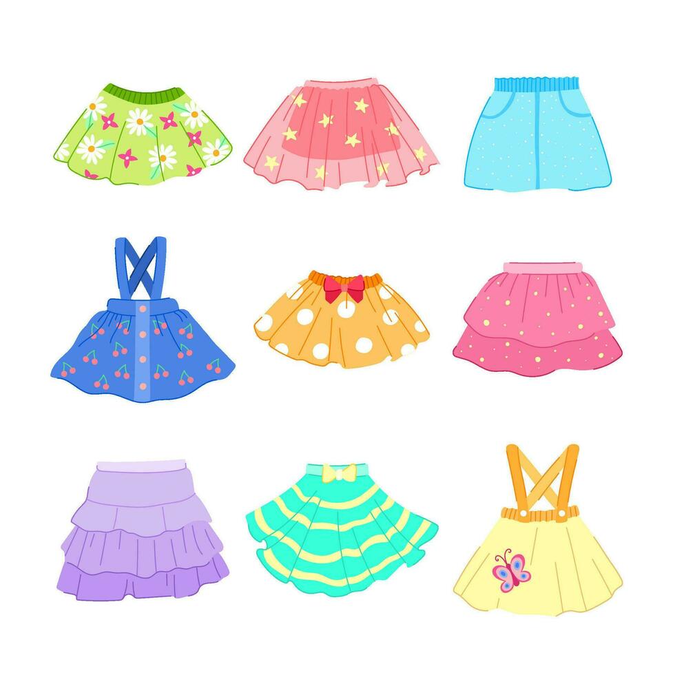 skirt baby set cartoon vector illustration