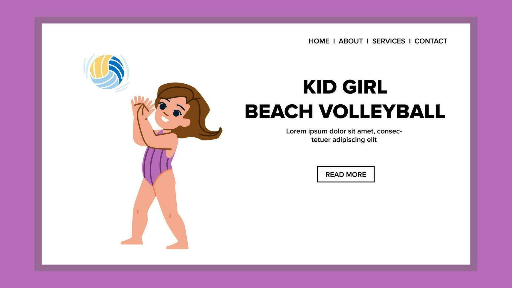 kid girl beach volleyball vector