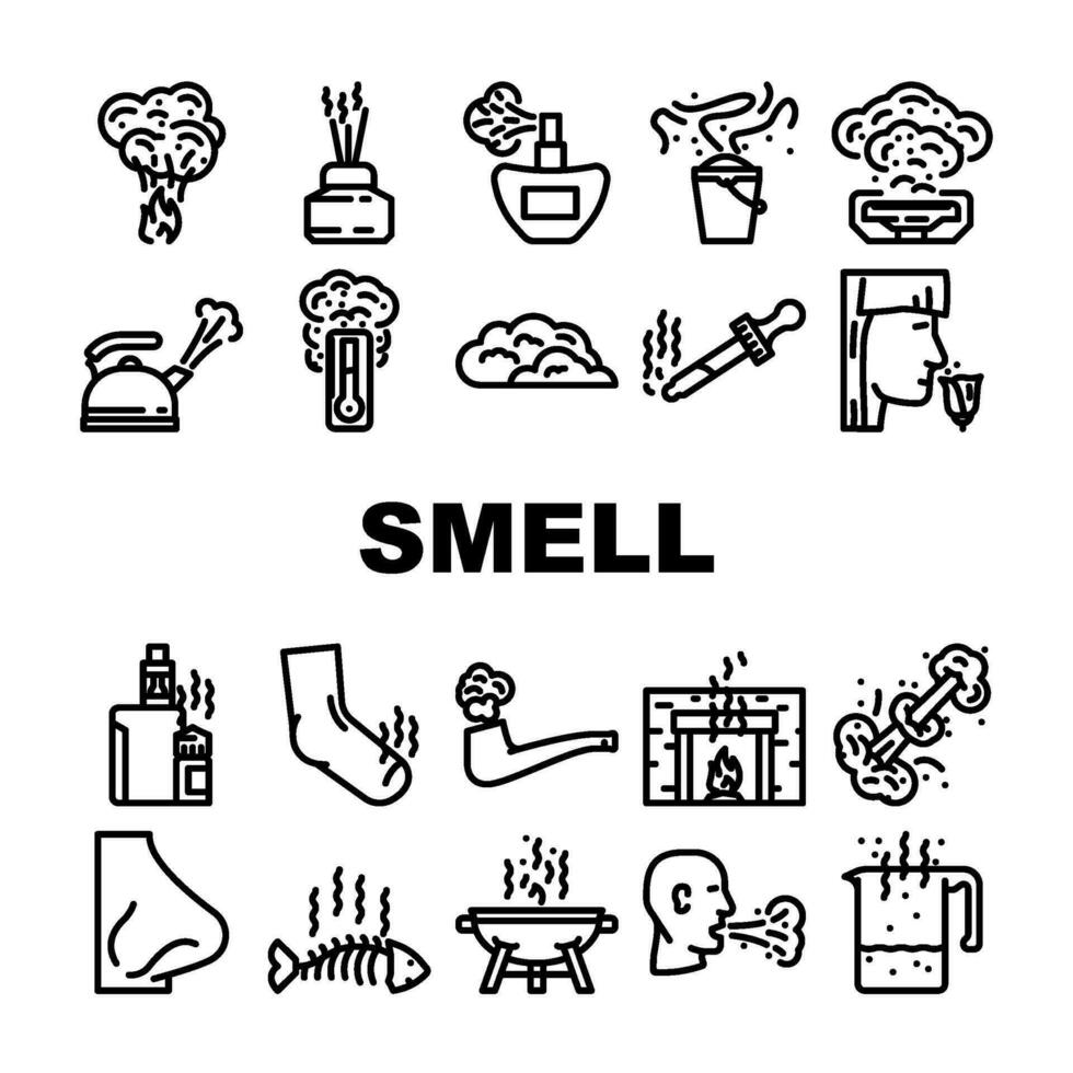 smell nose aroma odor icons set vector