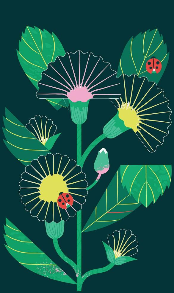 floral bouquet, flower collection with leaves, vector flowers. Spring art print with botanical elements. Posters for the spring holiday. background for banner, poster, Web and packaging.