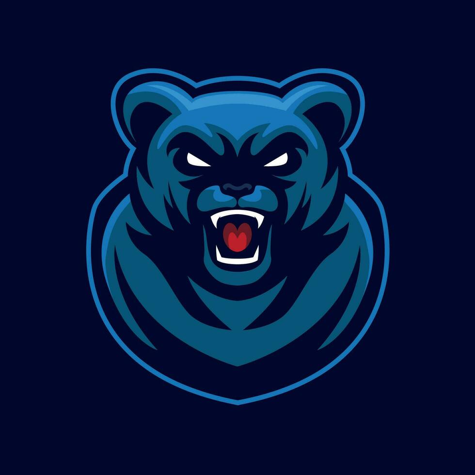 Bear head mascot with blue color ready to add text vector