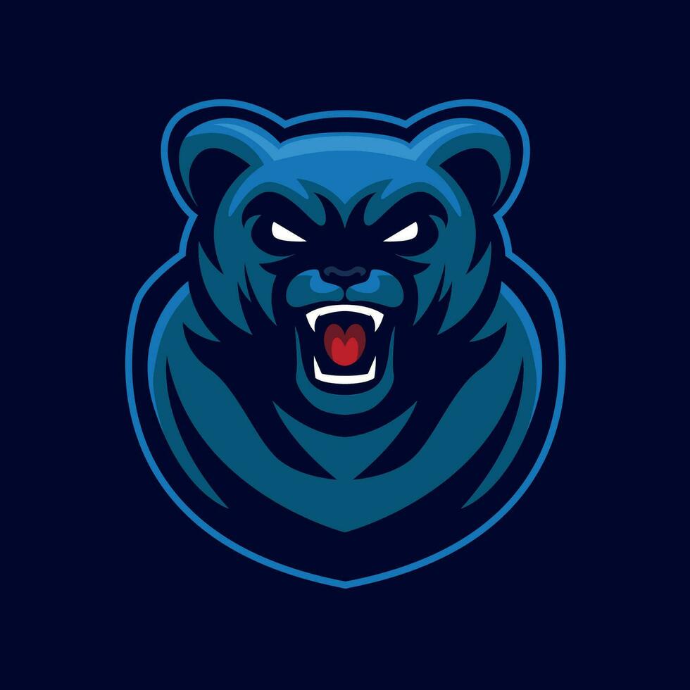 Bear head mascot with blue color ready to add text vector