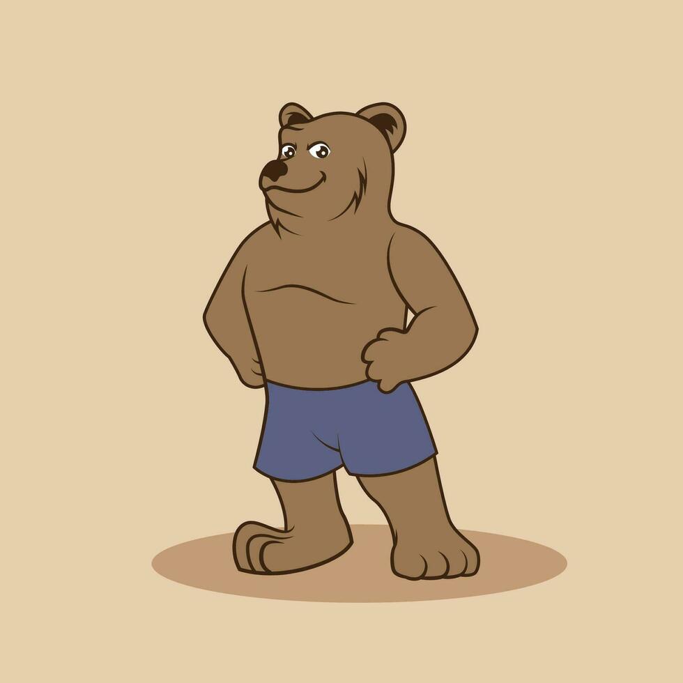 Bear wearing a shorts pants ready to swim mascot vector