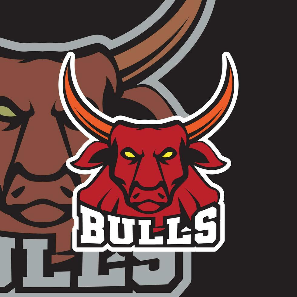 rojo toros cabeza mascota logo para Deportes vector