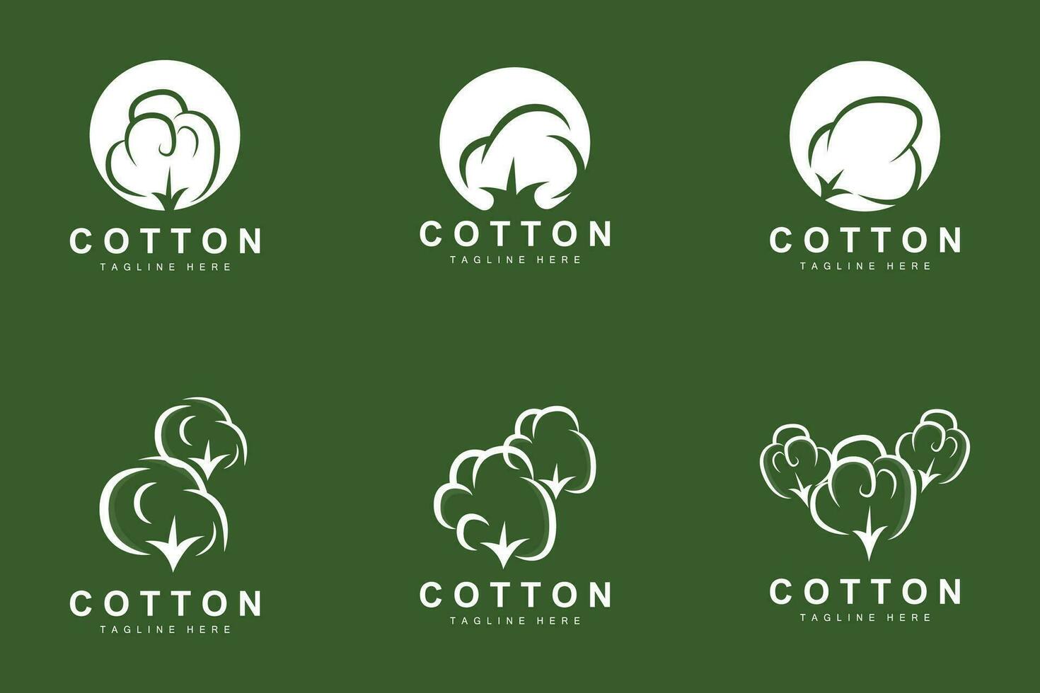 Cotton Logo, Soft Cotton Flower Design Vector Natural Organic Plants Apparel Materials And Beauty Textiles