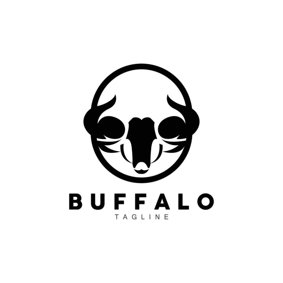 Buffalo Logo, Livestock Farm Animal Vector, Buffalo Head Design Simple Template Silhouette vector
